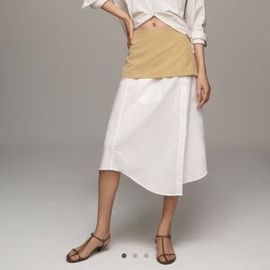 NWT Anthropologie Maeve Layered Shirttail Midi Skirt Size Small